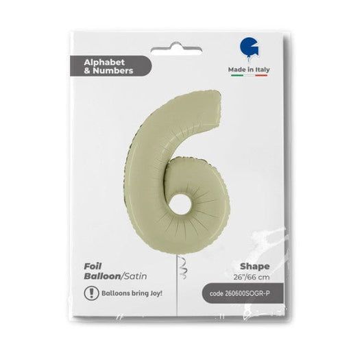 Grabo Foil Balloons Satin Olive Green Number 6 40''