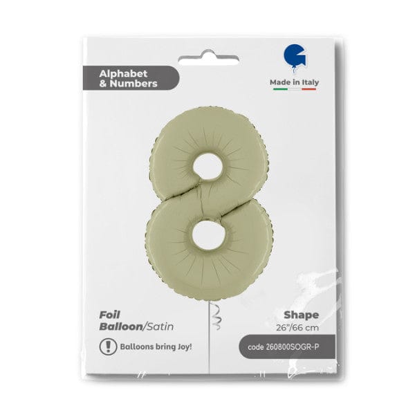 Grabo Foil Balloons Satin Olive Green Number 8 40''