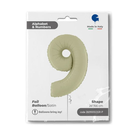 Grabo Foil Balloons Satin Olive Green Number 9 40''