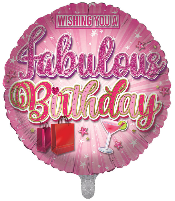 Wishing You A Fabulous Birthday (Pink) 18 Inch Foil Balloon