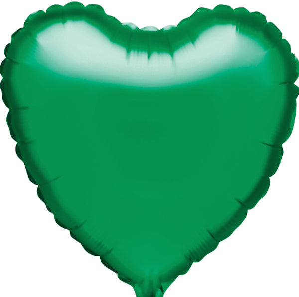18'' Packaged Green Heart Foil Balloon