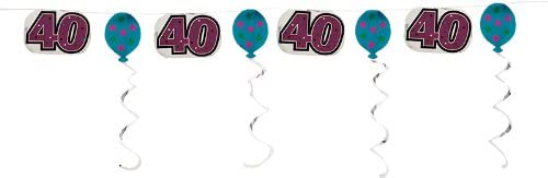 40th Purple Foil Garland 3m