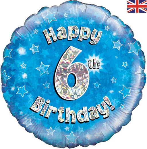 18'' Foil Happy 6th Birthday Blue
