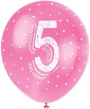 12'' Pearlised Latex Assorted Number 5 Birthday Balloons