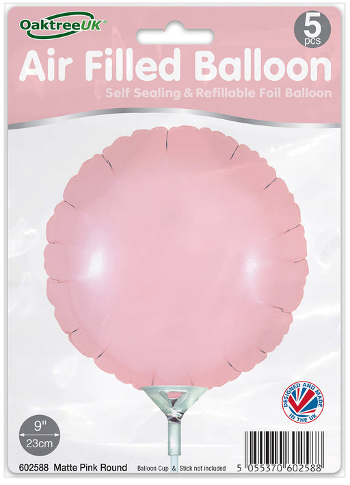 Matte Pink Round (9 Inch) Packaged 5pk