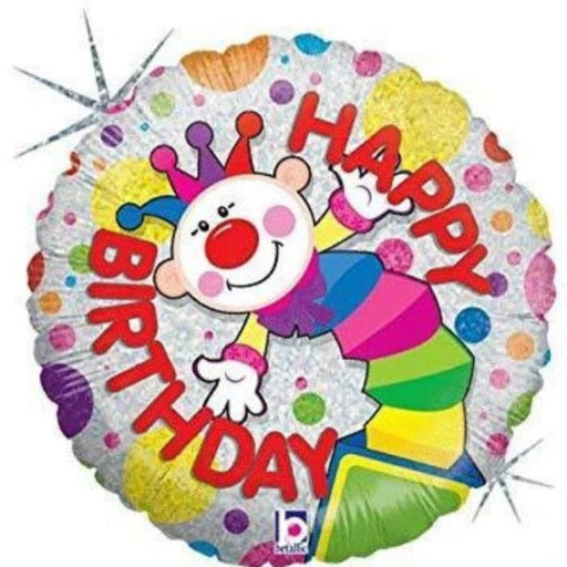 18'' Happy Birthday Clown Holographic Foil Ballon