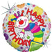 18'' Happy Birthday Clown Holographic Foil Ballon