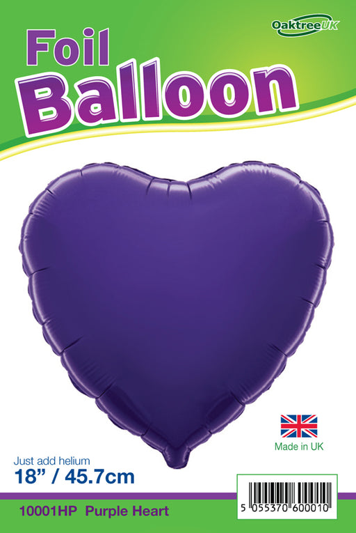 18'' Packaged Purple Heart Foil Balloon