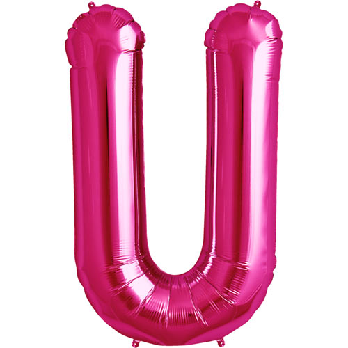 34'' Super Shape Foil Letter U - Magenta