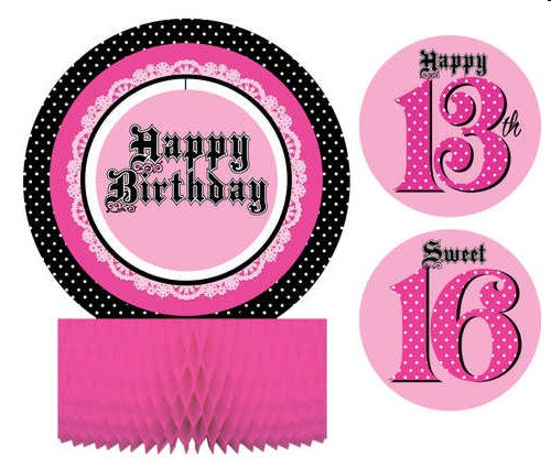 Pink Zebra Party Centerpiece With Stickers