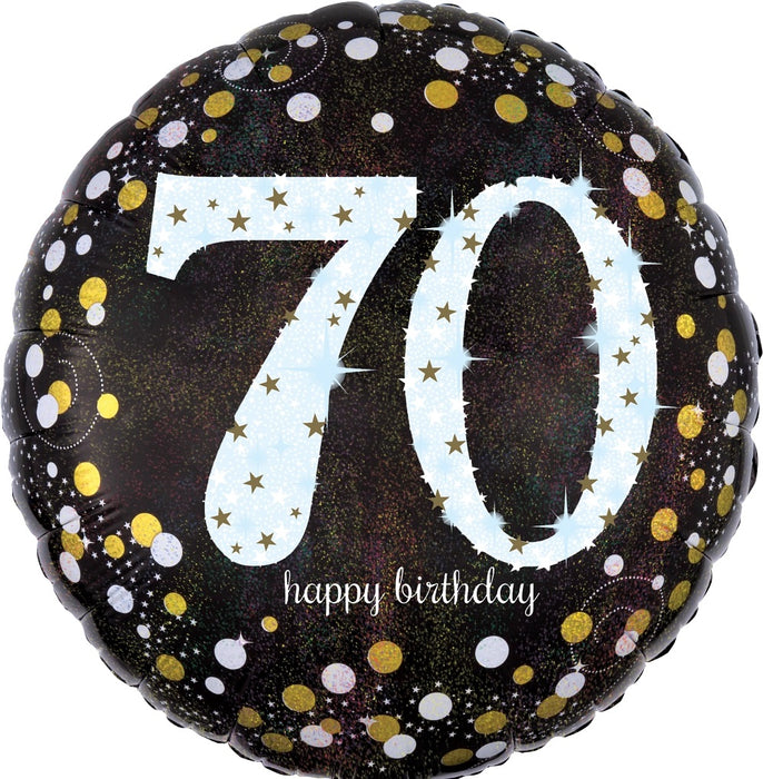 18'' Black & Gold Sparkling 70th Foil