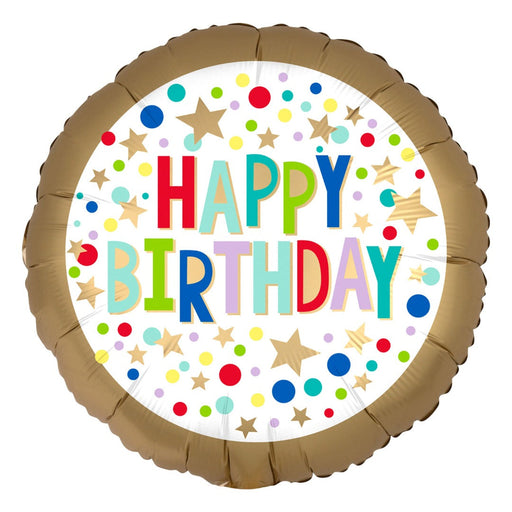 Satin Gold Happy Birthday 18''