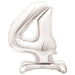 Silver Number 4 Shaped Standing Foil Balloon 30"