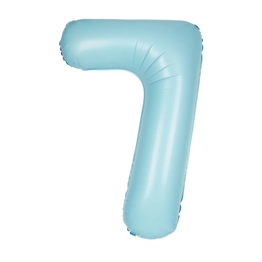 Matte Powder Blue Number 7 Shaped Foil Balloon 34''
