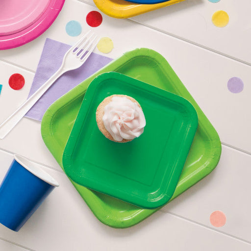 Emerald Green Solid Square 7" Dessert Plates (16pk)