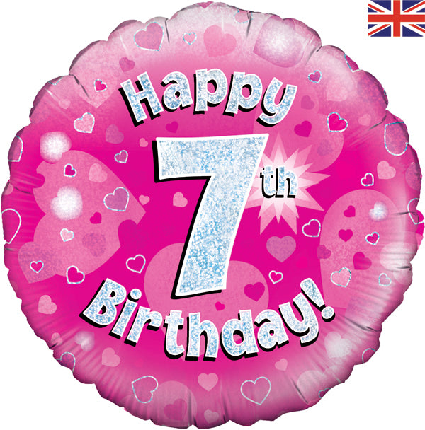 18'' Foil Happy 7th Birthday Pink