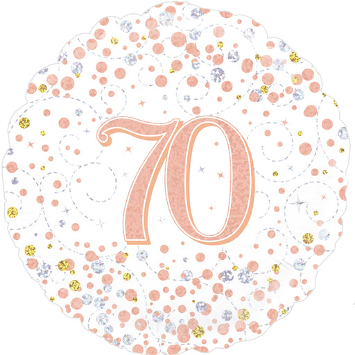 18'' Sparkling Fizz 70th Birthday White & Rose Gold