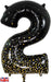 34" Number 2 Sparkling Fizz Holographic Black and Gold