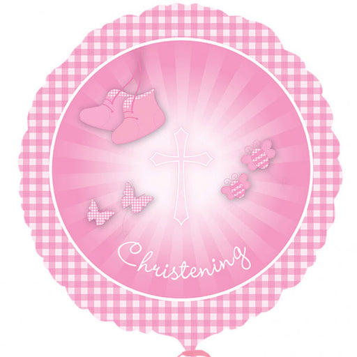 18'' Foil Christening Booties Pink
