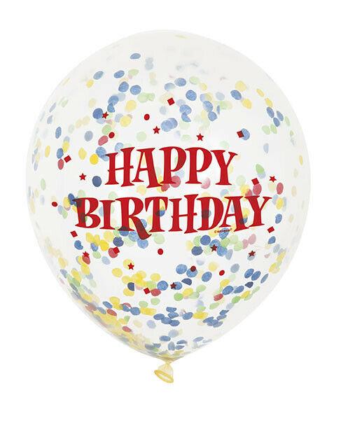 Bright Happy Birthday Confetti Balloons 6pk