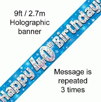 Foil Banner 40th Birthday Blue