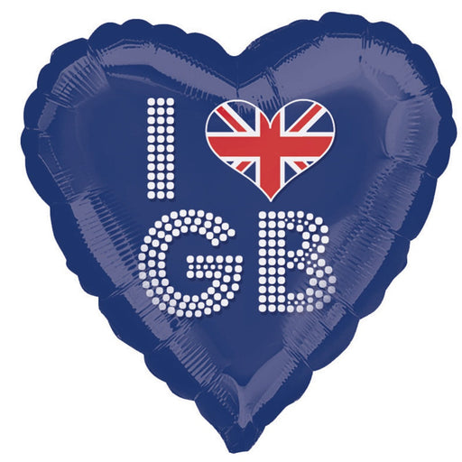 I Love Gb' Heart Shaped Foil Balloon 18''