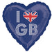 I Love Gb' Heart Shaped Foil Balloon 18''