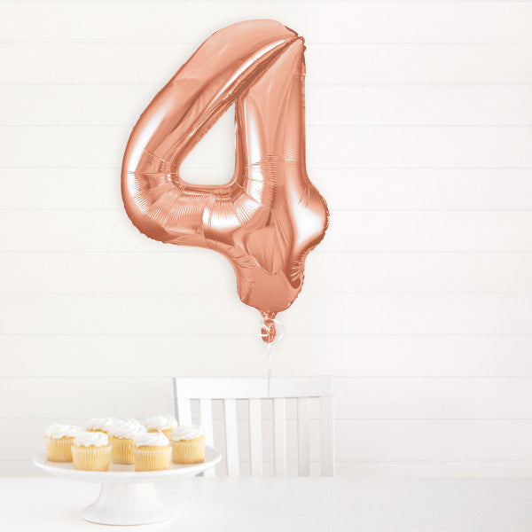 Rose Gold Number 4 Shaped Foil Balloon 34''