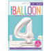 Silver Number 4 Shaped Standing Foil Balloon 30"
