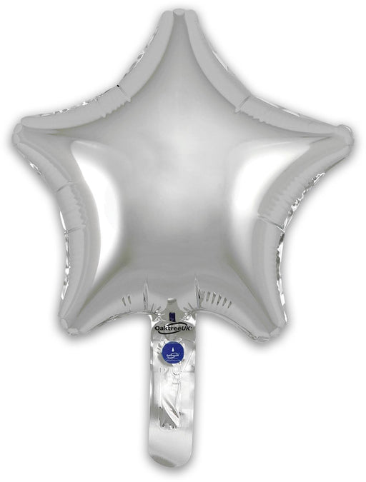 Oaktree UK Foil Balloon Silver Star (9 Inch) Packaged 5pk