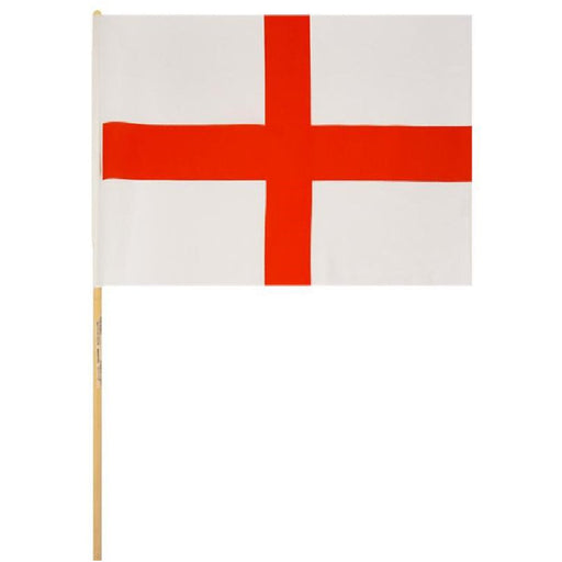 Hand St George Nylon Flag 45X30Cm Wooden Stick