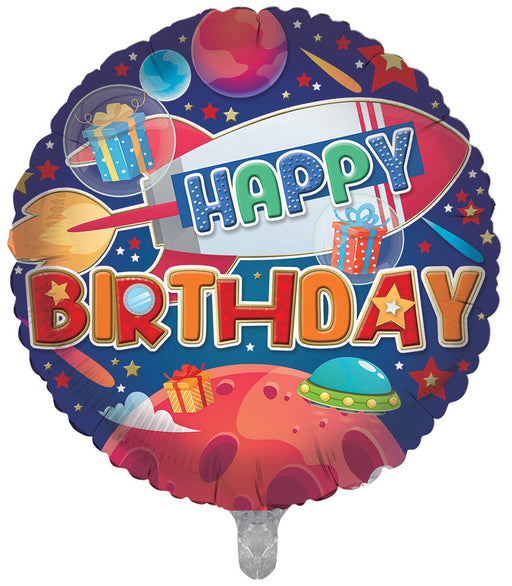 Space Ships Happy Birthday 18 Inch Foil Balloon