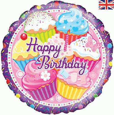 18'' Foil Cupcake Birthday Holographic