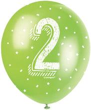 12'' Pearlised Latex Assorted Number 2 Birthday Balloons