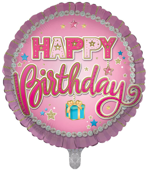 Pink Happy Birthday 18 Inch Foil Balloon