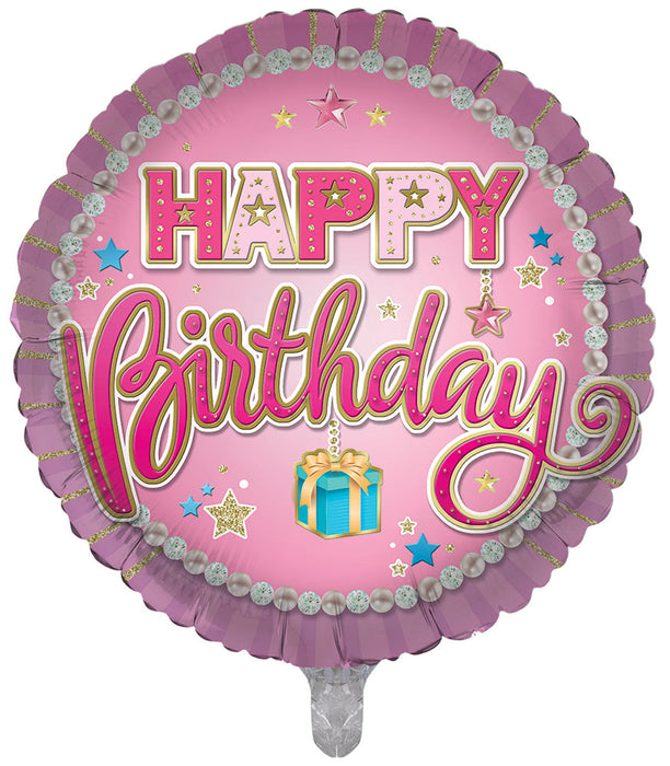 Pink Happy Birthday 18 Inch Foil Balloon