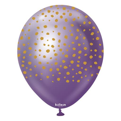 12" Mirror Violet (Gold) Safari Cheetah Print Balloons (25pk)