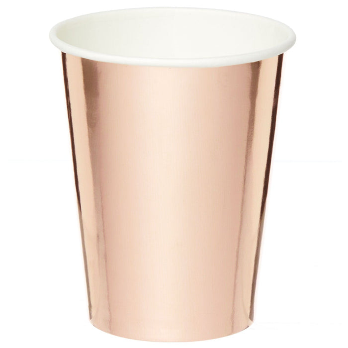 . Cups Metallic Rose Gold Paper Party Cups 8pk