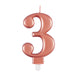 Metallic Rose Gold Number 3 Birthday Candle