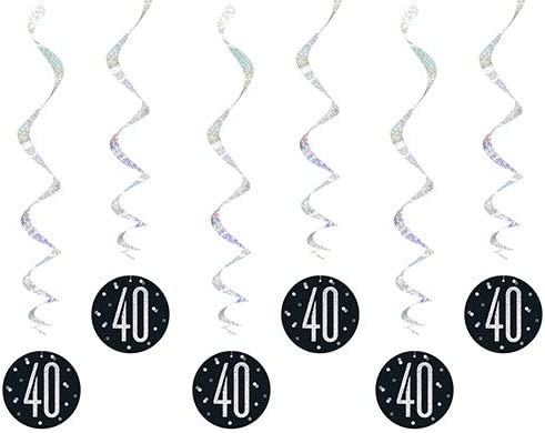 Glitz Black 40 Hanging Decoration 32'' 6pk