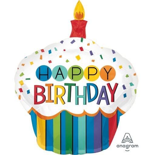 Rainbow Birthday Cupcake Shape 29''/73Cm W X 36''/91Cm H