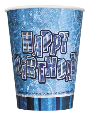 Glitz Blue Prismatic Cups 9 Oz (8pk)