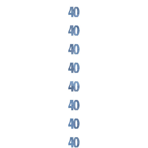 Glitz Blue 40 Hanging Decoration 52Cm 6pk