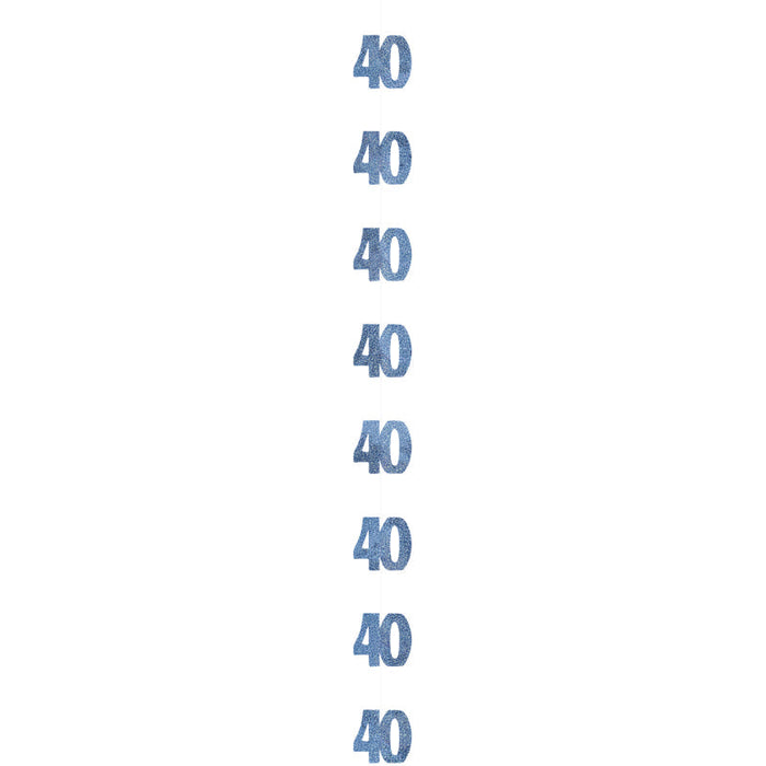 Glitz Blue 40 Hanging Decoration 52Cm 6pk