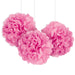 Hot Pink Mini Puff Tissue Decorations, 3pk