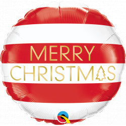 Merry Christmas Red Stripes 18'' Round Foil