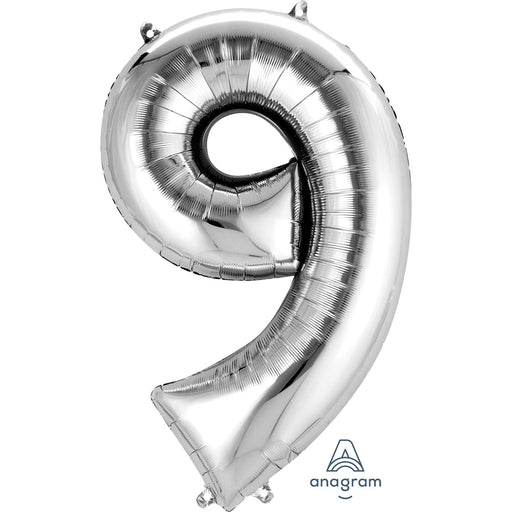 34'' Shape Foil Number 9 - Silver (Anagram)