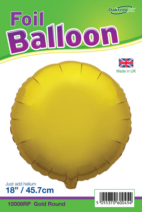18'' Packaged Round Gold Foil Balloon