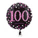 18'' Black & Pink Sparkling 100th Foil