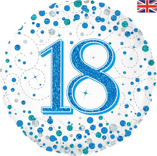 Oaktree UK Foil Balloons 18th Birthday Blue Sparkling Fizz 18" Foil Balloon